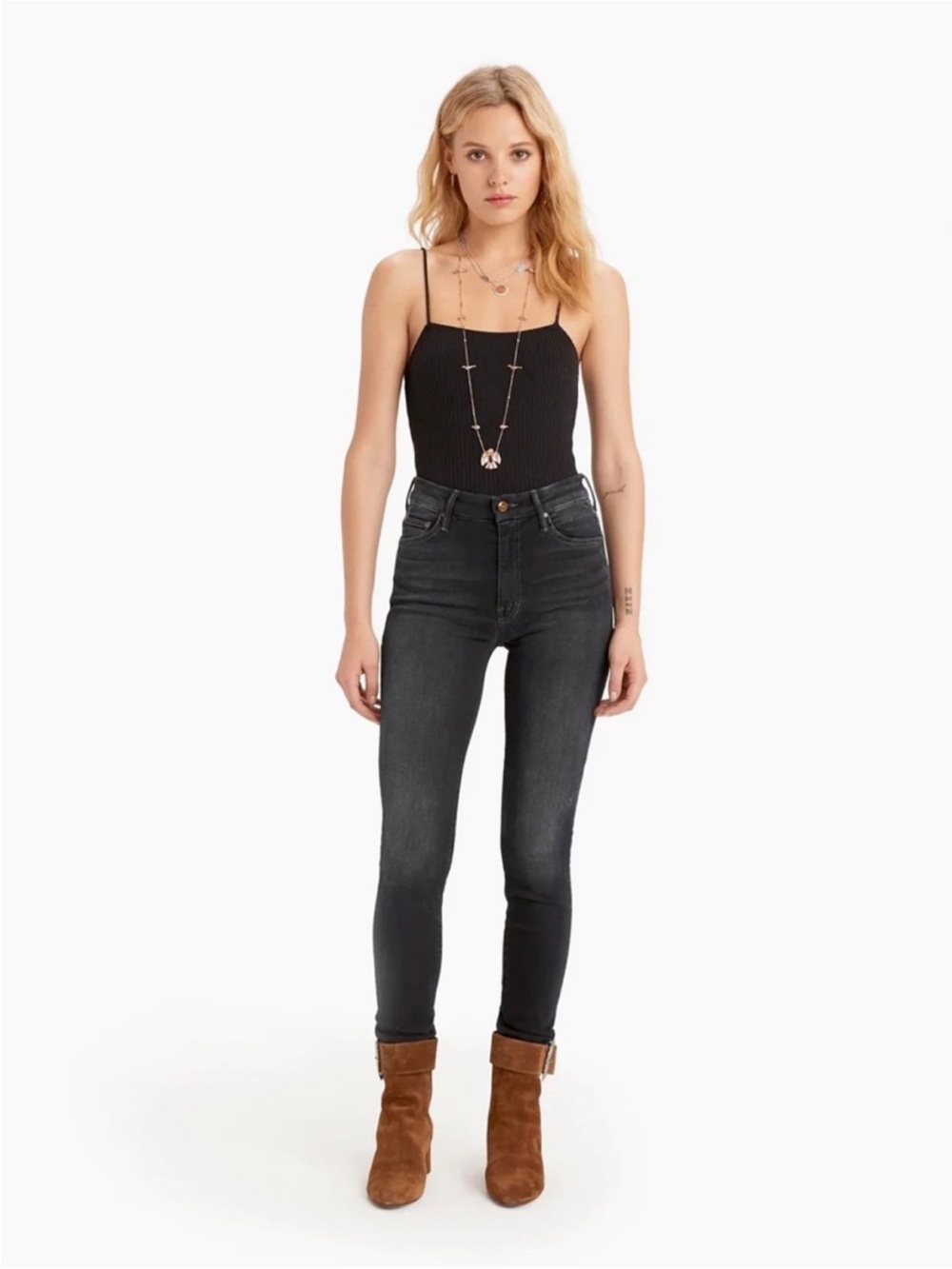 MOTHER Denim High Waisted Looker 28 6 Coffee, Tea or Me skinny dark designer